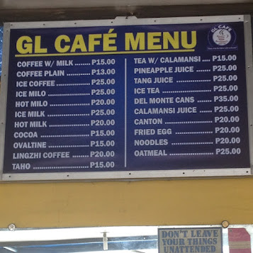 GL Cafe in Bacolod City Negros Occidental Philippines GL Cafe menu