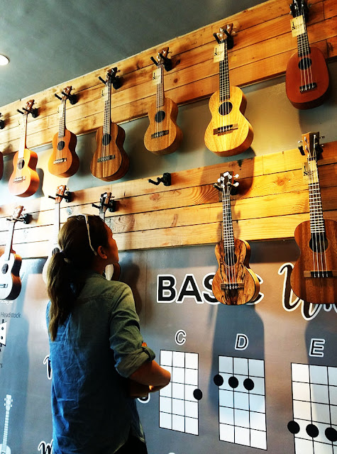 UkeHUB Kafe in Mactan Island Lapulapu City Cebu Philippines Ukuleles on display at UkeHUB Kafe in Mactan Island Lapulapu City Cebu Philippines