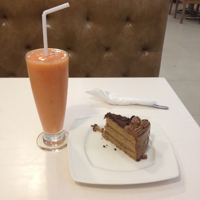 Butterbean Desserts and Café in Cebu City Philippines Watermelon cooler and mocha supreme cake at Butterbean Desserts and Café in Cebu City Philippines